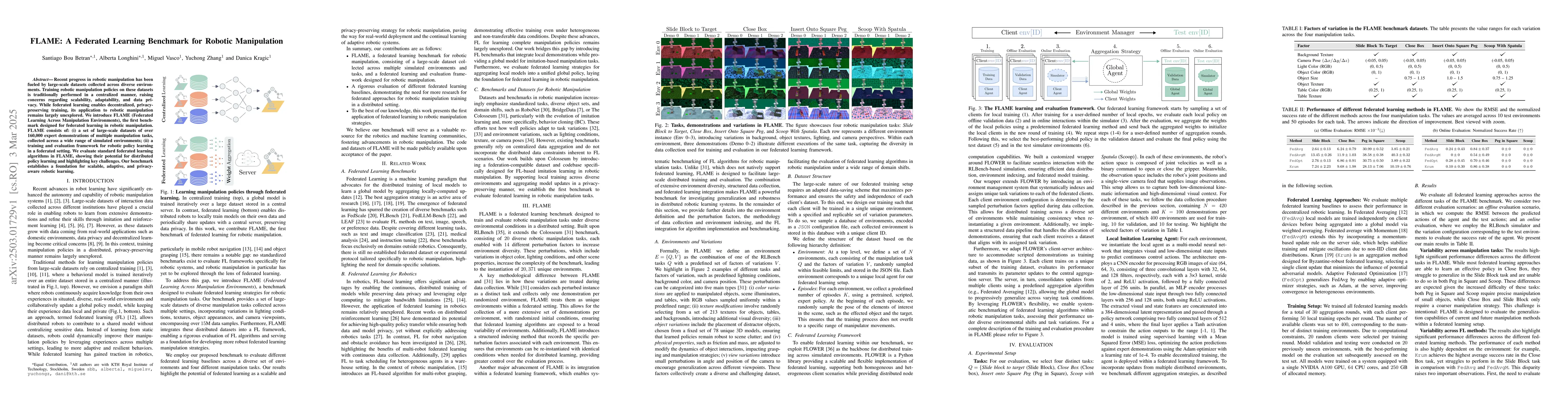 Thumbnail for FLAME: A Federated Learning Benchmark for Robotic Manipulation