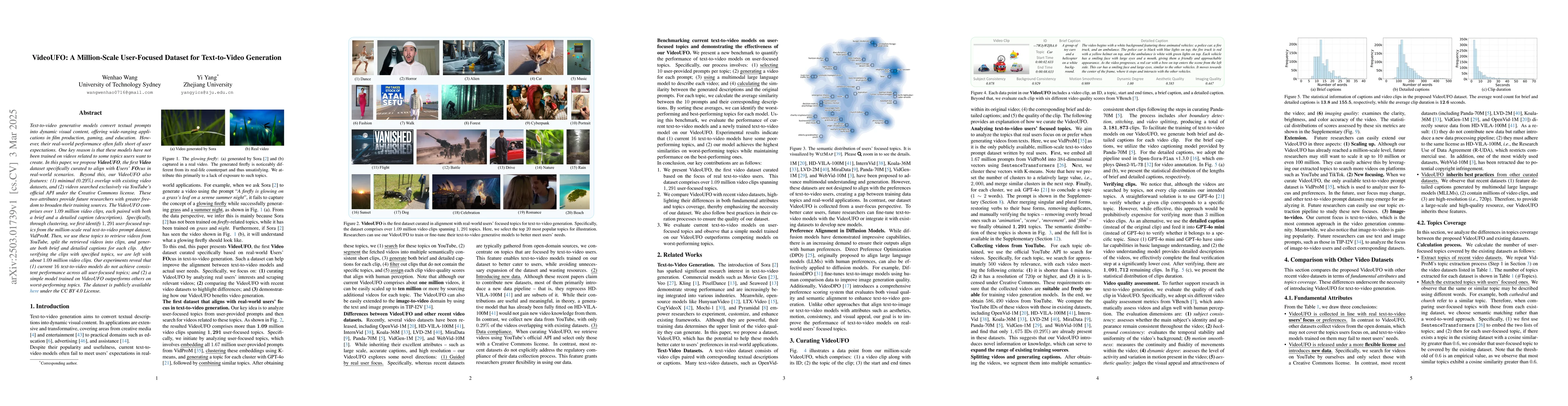 Thumbnail for VideoUFO: A Million-Scale User-Focused Dataset for Text-to-Video
  Generation
