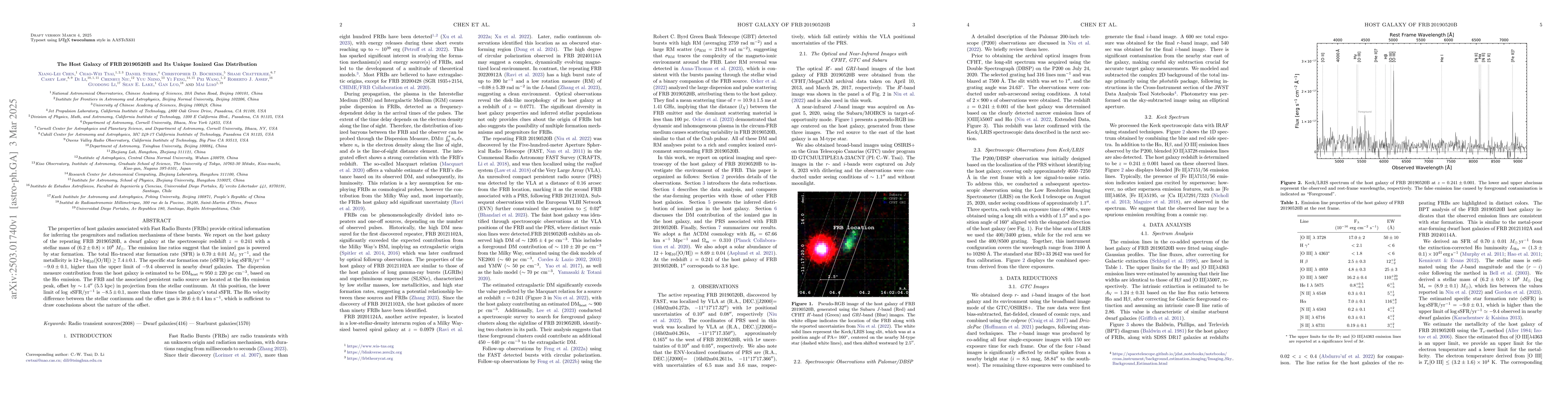 Thumbnail for The Host Galaxy of FRB 20190520B and Its Unique Ionized Gas Distribution