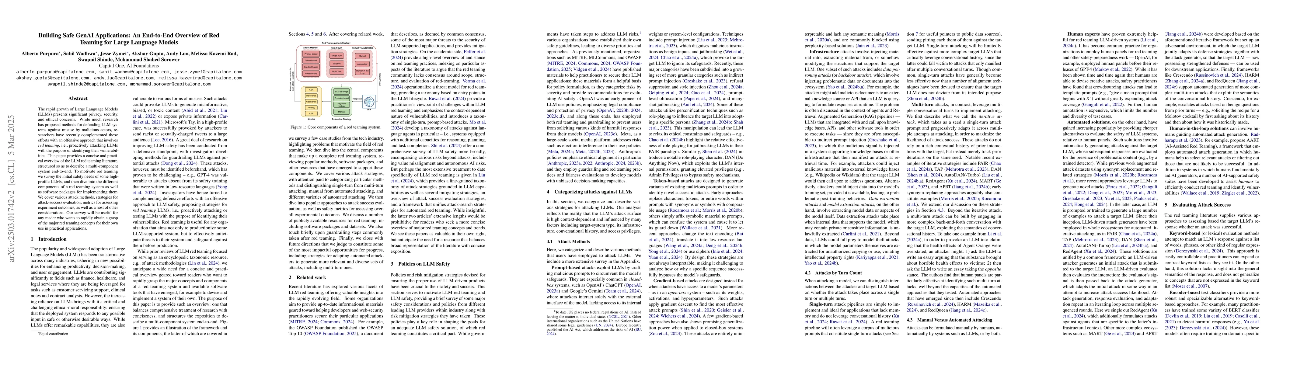 Thumbnail for Building Safe GenAI Applications: An End-to-End Overview of Red Teaming
  for Large Language Models