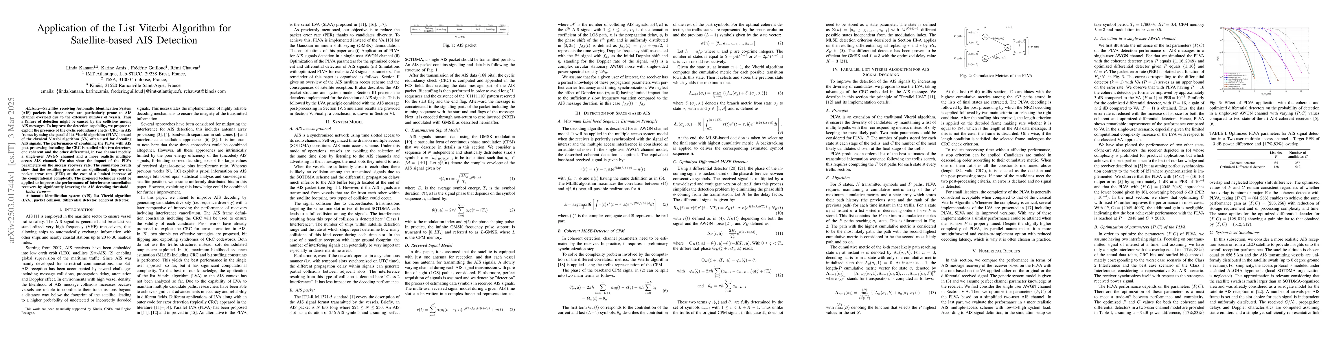 Thumbnail for Application of the List Viterbi Algorithm for Satellite-based AIS
  Detection