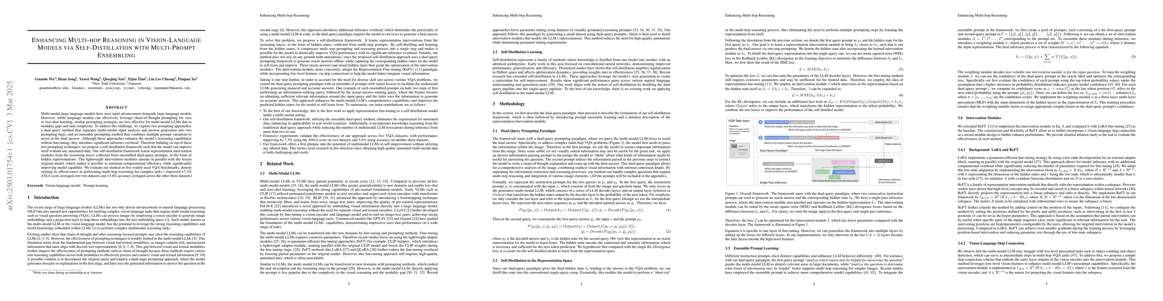 Thumbnail for Enhancing Multi-hop Reasoning in Vision-Language Models via
  Self-Distillation with Multi-Prompt Ensembling