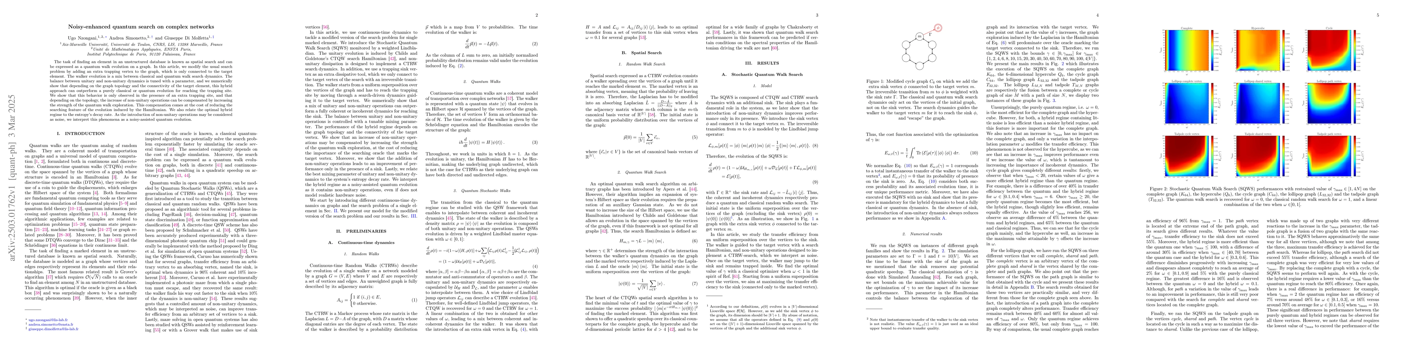 Thumbnail for Noisy-enhanced quantum search on complex networks