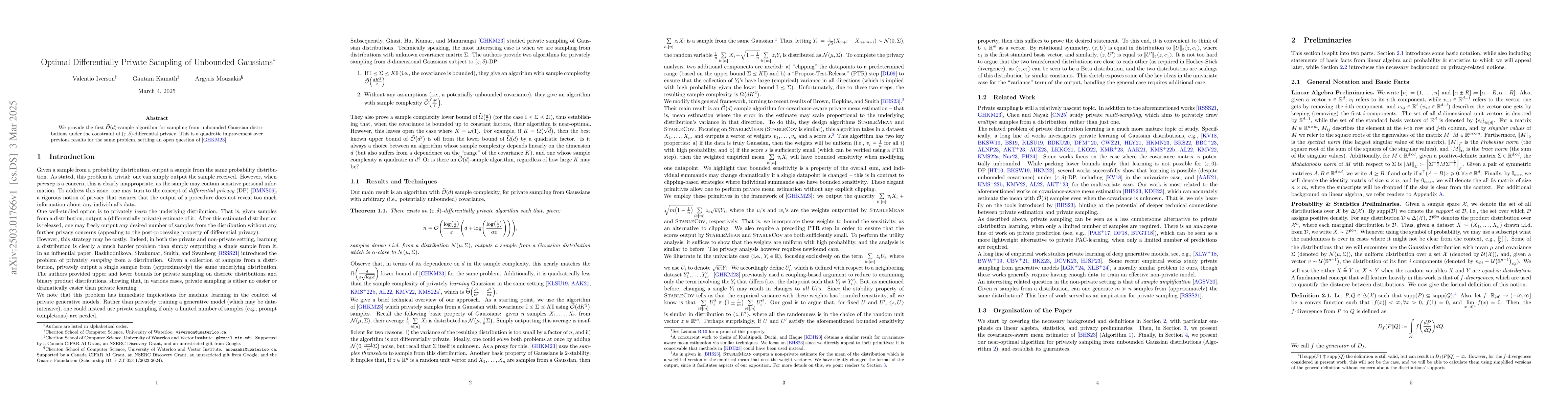 Thumbnail for Optimal Differentially Private Sampling of Unbounded Gaussians