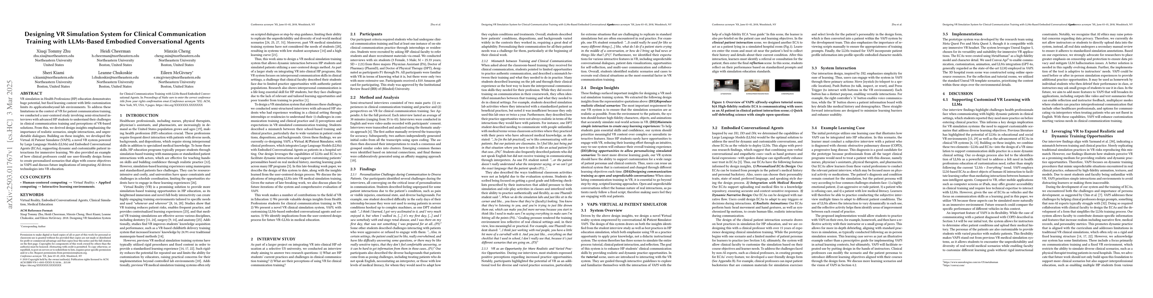 Thumbnail for Designing VR Simulation System for Clinical Communication Training with
  LLMs-Based Embodied Conversational Agents