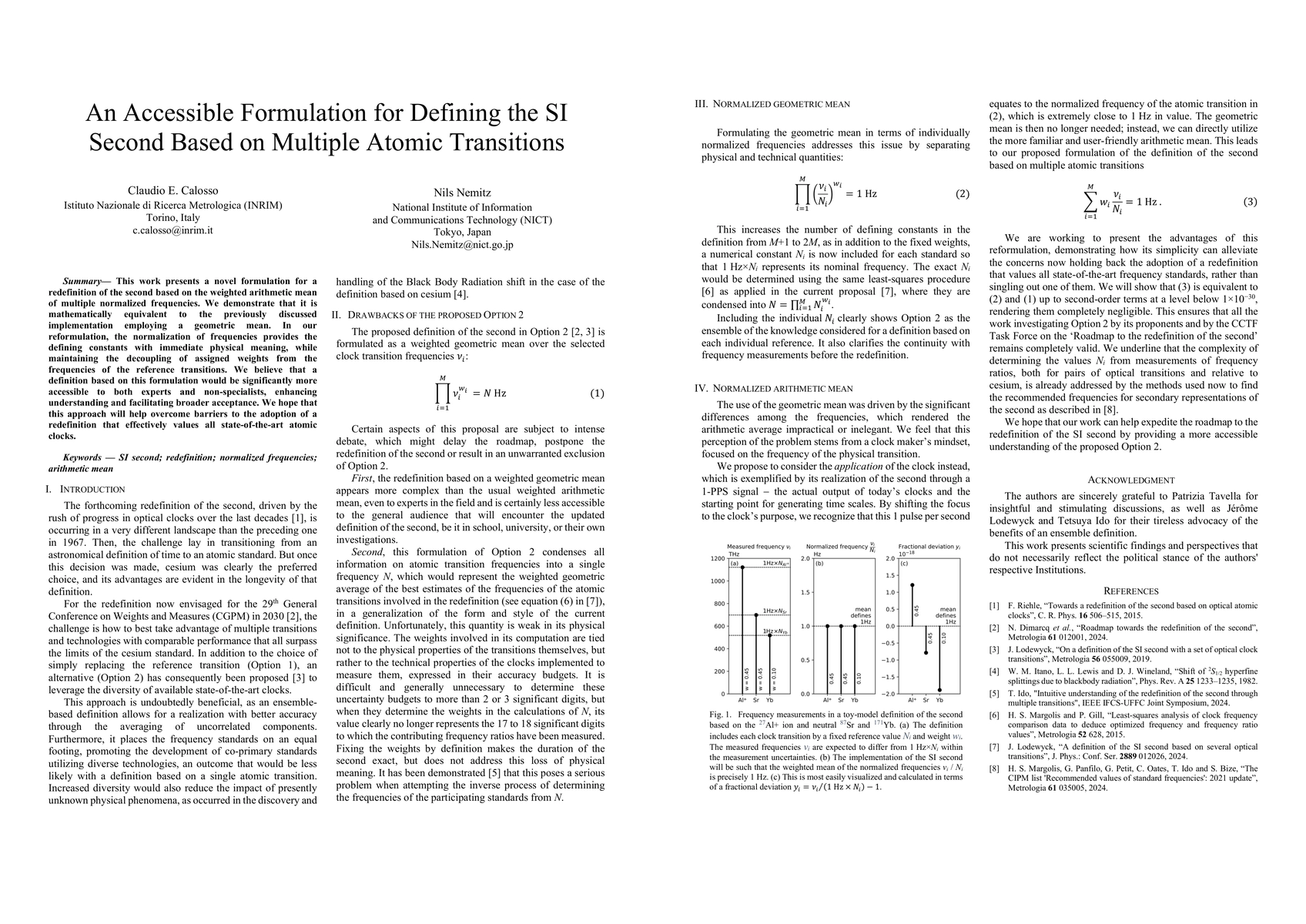 Thumbnail for An Accessible Formulation for Defining the SI Second Based on Multiple
  Atomic Transitions