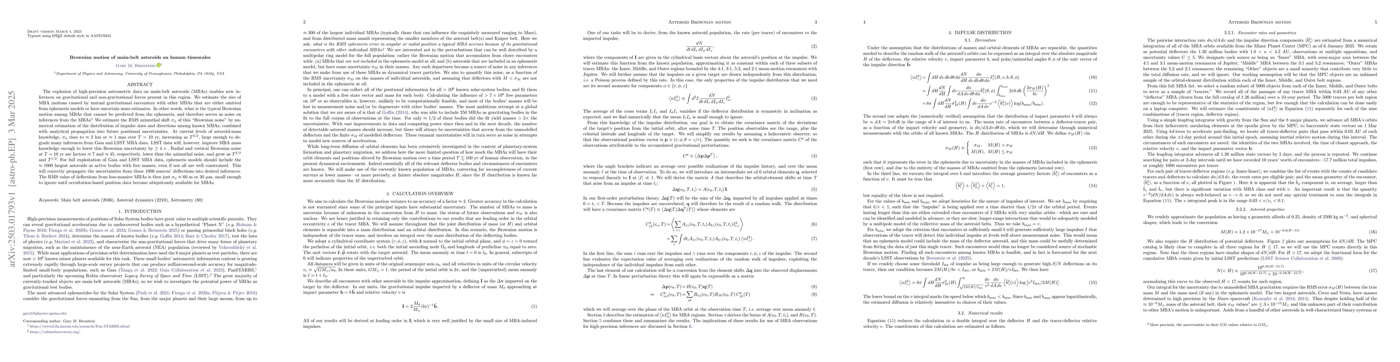 Thumbnail for Brownian motion of main-belt asteroids on human timescales