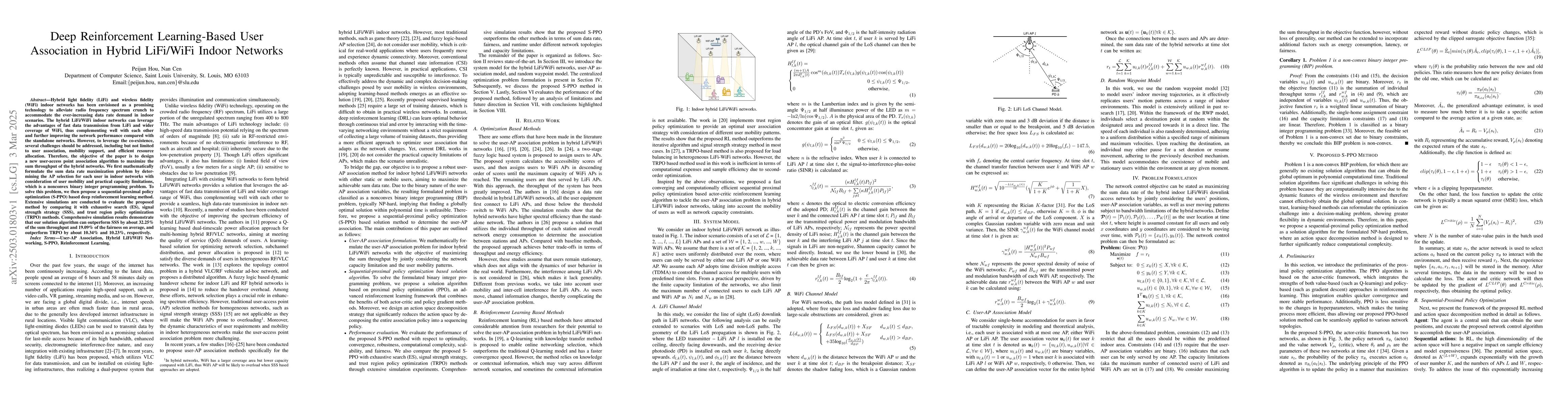 Thumbnail for Deep Reinforcement Learning-Based User Association in Hybrid LiFi/WiFi
  Indoor Networks