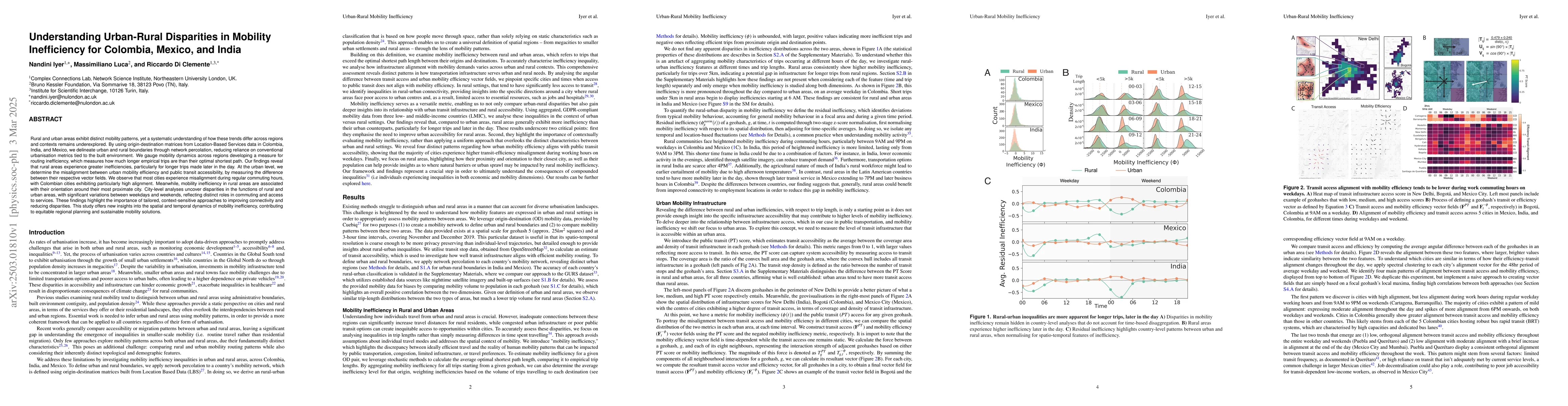 Thumbnail for Understanding Urban-Rural Disparities in Mobility Inefficiency for
  Colombia, Mexico, and India