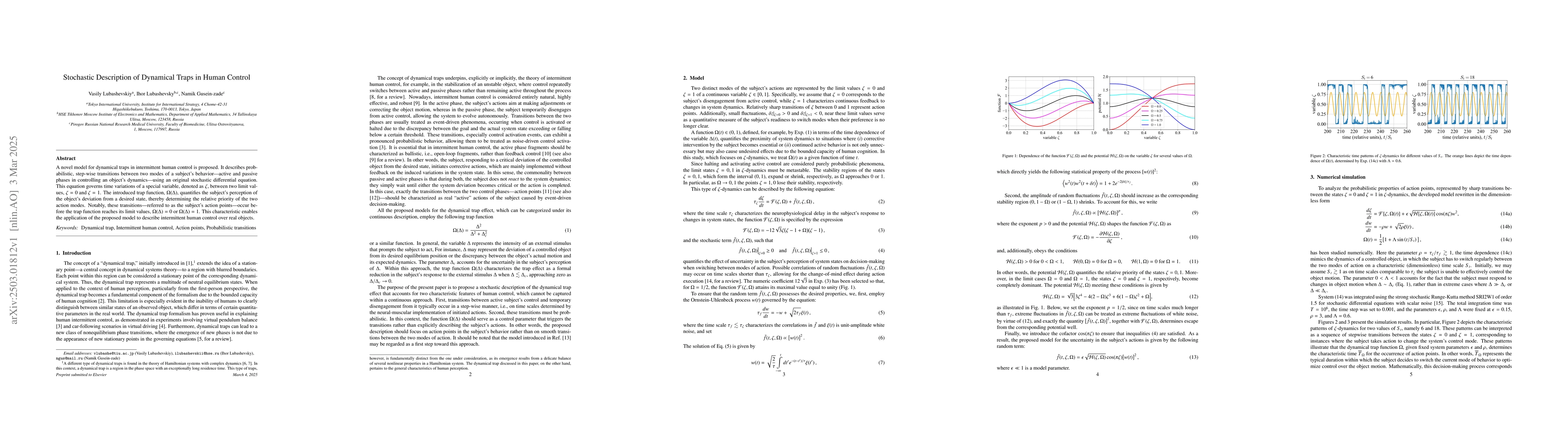 Thumbnail for Stochastic Description of Dynamical Traps in Human Control