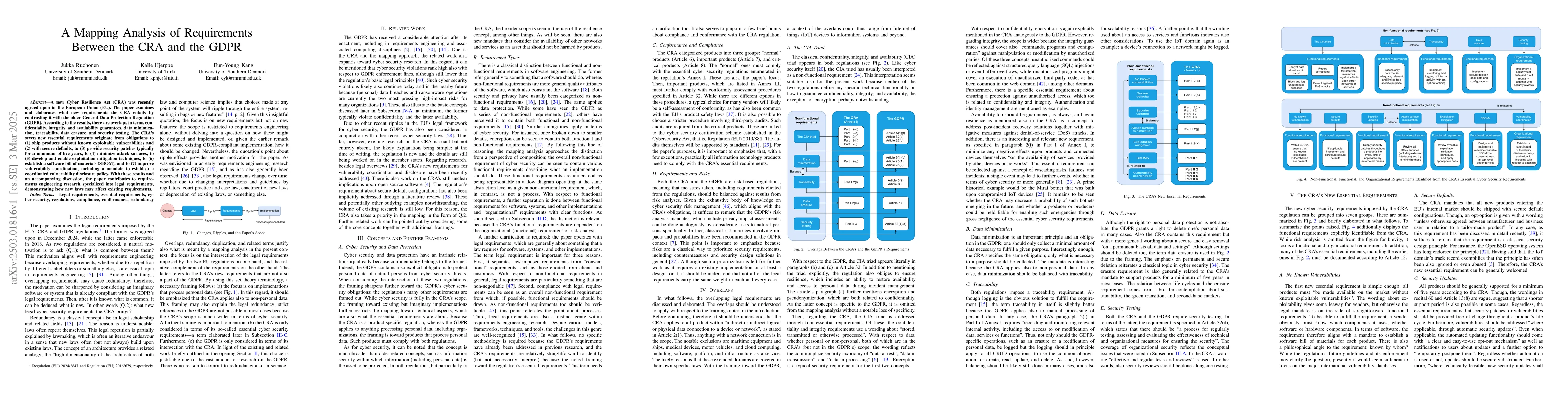Thumbnail for A Mapping Analysis of Requirements Between the CRA and the GDPR
