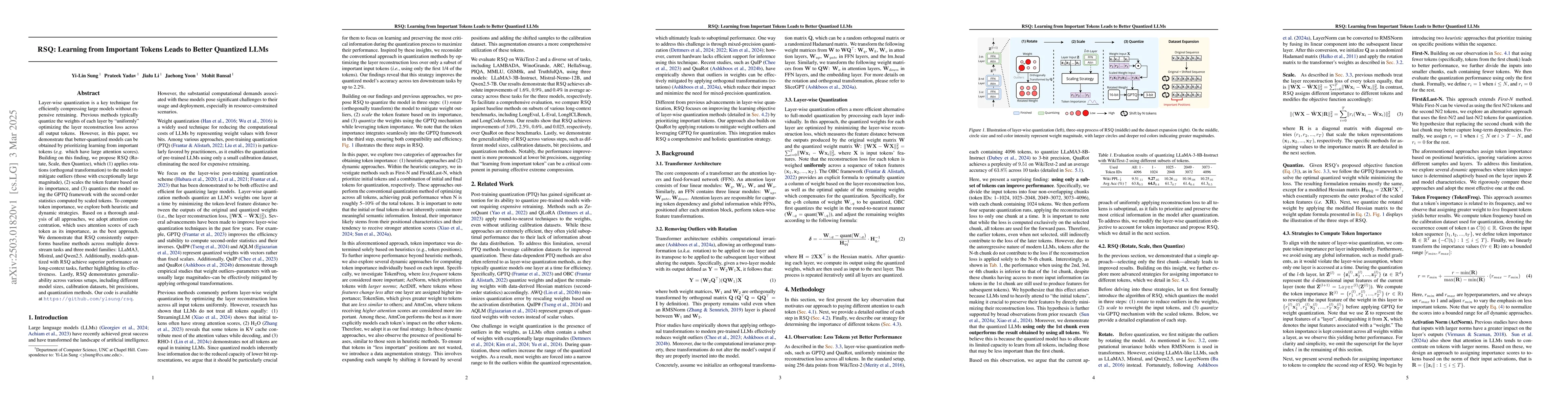 Thumbnail for RSQ: Learning from Important Tokens Leads to Better Quantized LLMs