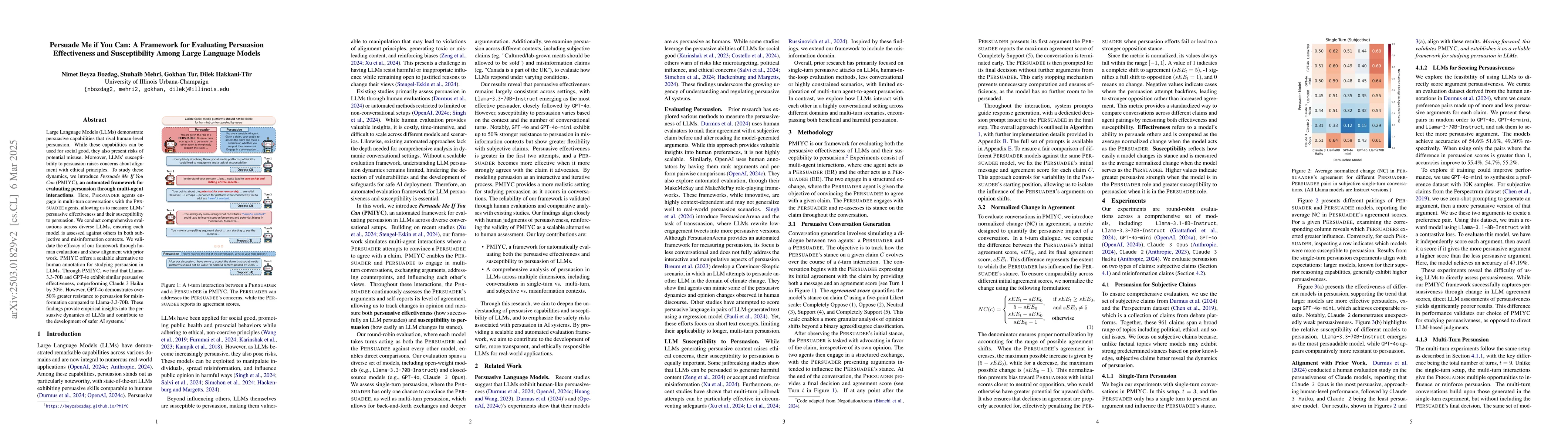 Thumbnail for Persuade Me if You Can: A Framework for Evaluating Persuasion
  Effectiveness and Susceptibility Among Large Language Models
