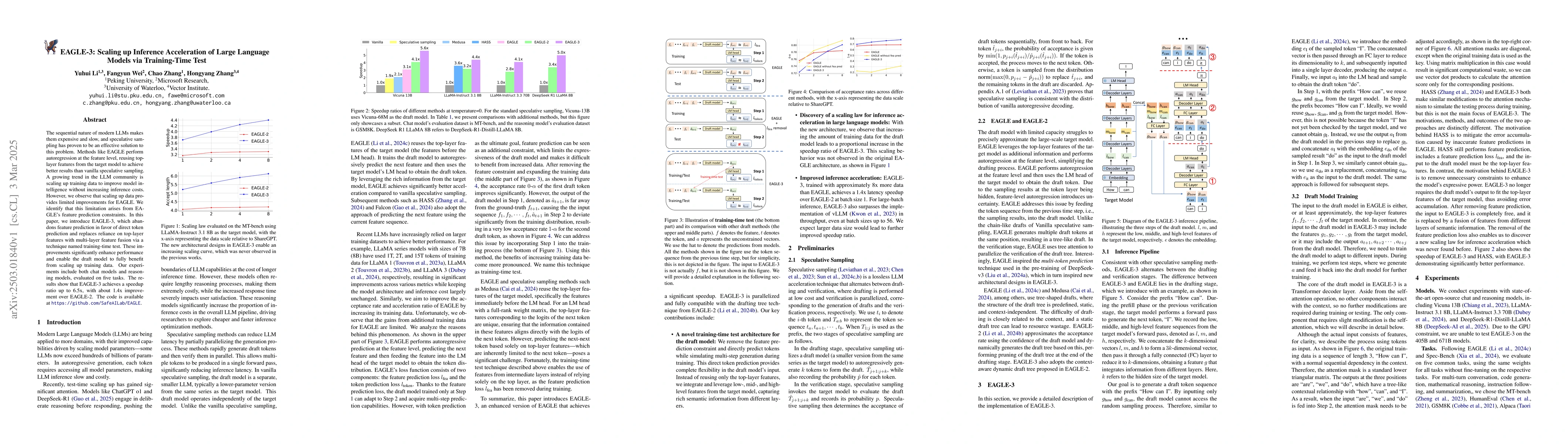 Thumbnail for EAGLE-3: Scaling up Inference Acceleration of Large Language Models via
  Training-Time Test