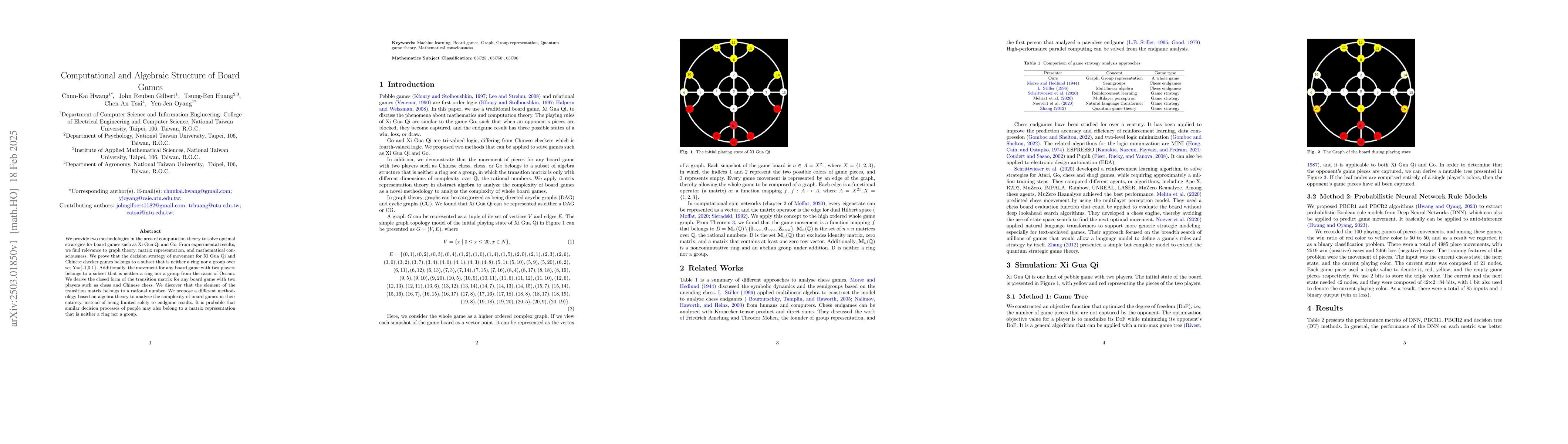 Thumbnail for Computational and Algebraic Structure of Board Games
