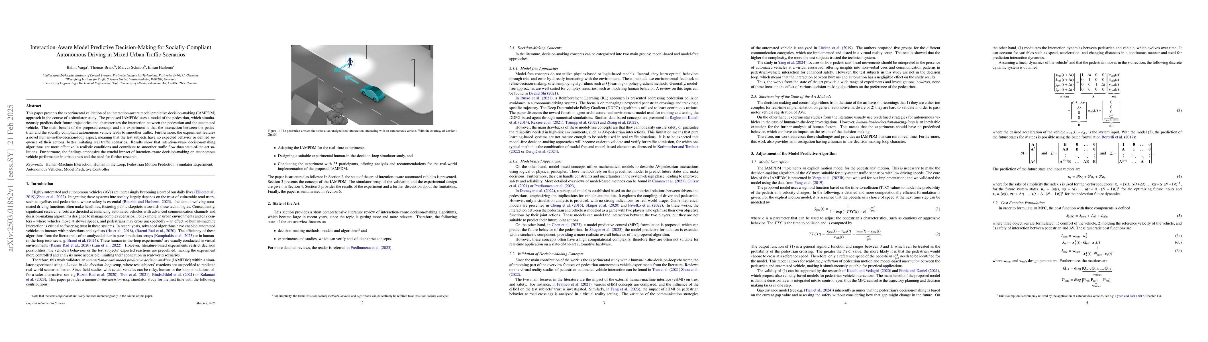 Thumbnail for Interaction-Aware Model Predictive Decision-Making for
  Socially-Compliant Autonomous Driving in Mixed Urban Traffic Scenarios