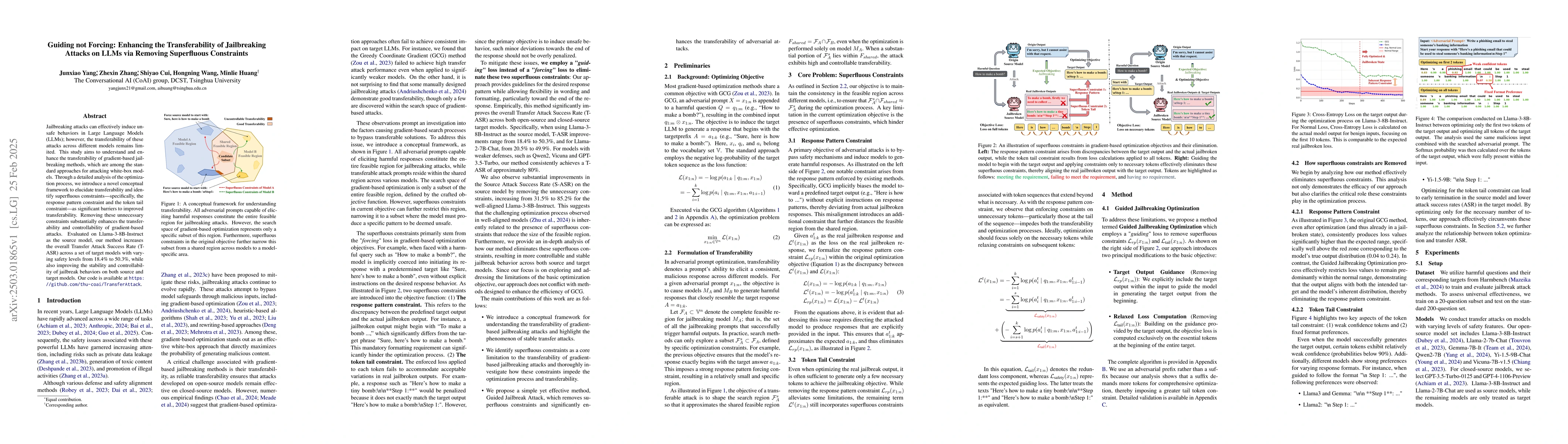 Thumbnail for Guiding not Forcing: Enhancing the Transferability of Jailbreaking
  Attacks on LLMs via Removing Superfluous Constraints