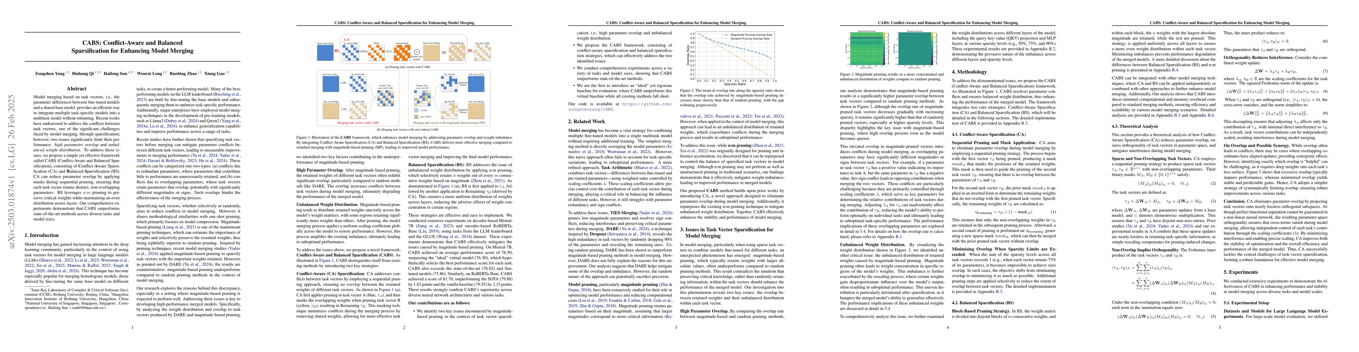 Thumbnail for CABS: Conflict-Aware and Balanced Sparsification for Enhancing Model
  Merging
