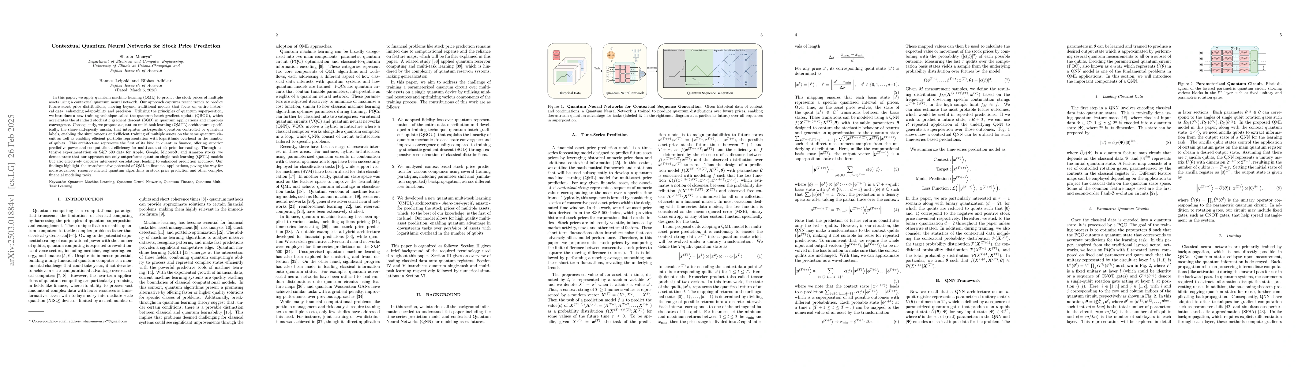 Thumbnail for Contextual Quantum Neural Networks for Stock Price Prediction