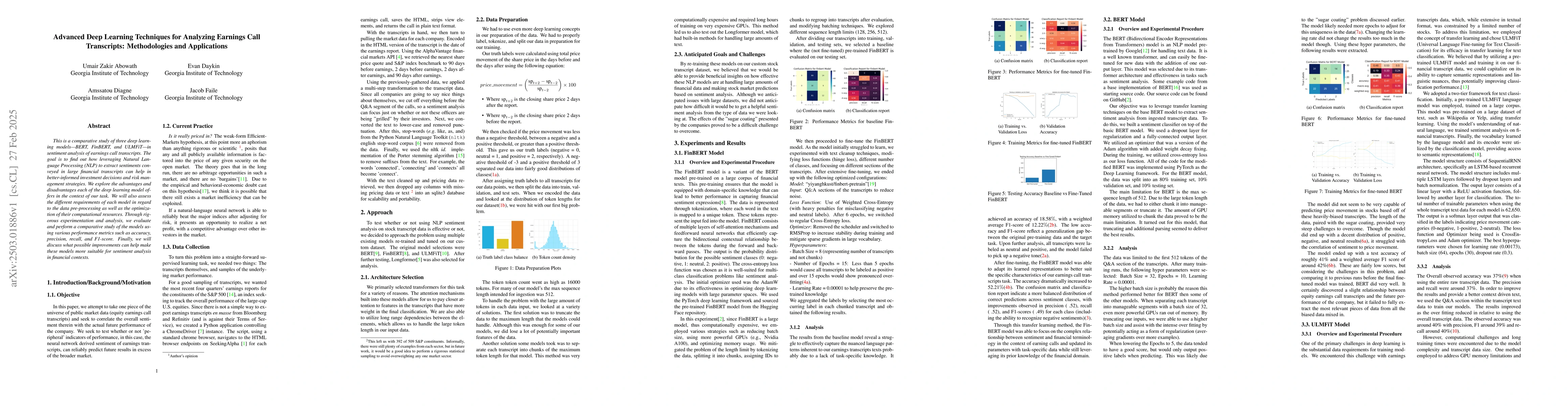 Thumbnail for Advanced Deep Learning Techniques for Analyzing Earnings Call
  Transcripts: Methodologies and Applications