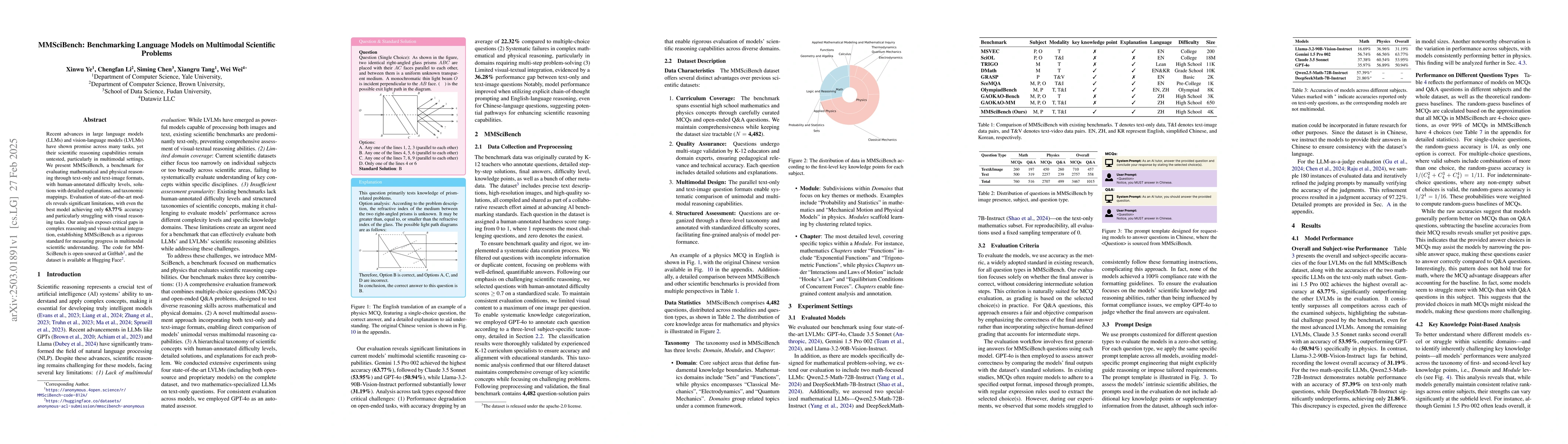 Thumbnail for MMSciBench: Benchmarking Language Models on Multimodal Scientific
  Problems