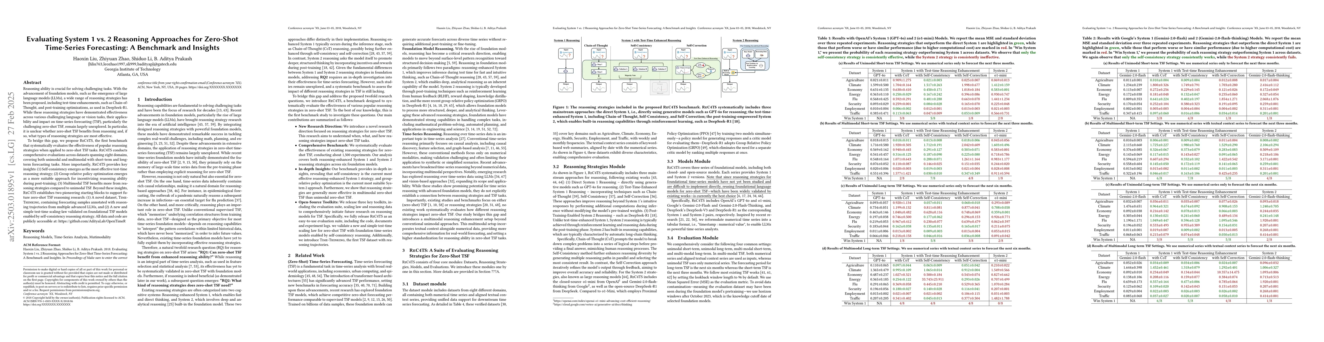 Thumbnail for Evaluating System 1 vs. 2 Reasoning Approaches for Zero-Shot Time-Series
  Forecasting: A Benchmark and Insights