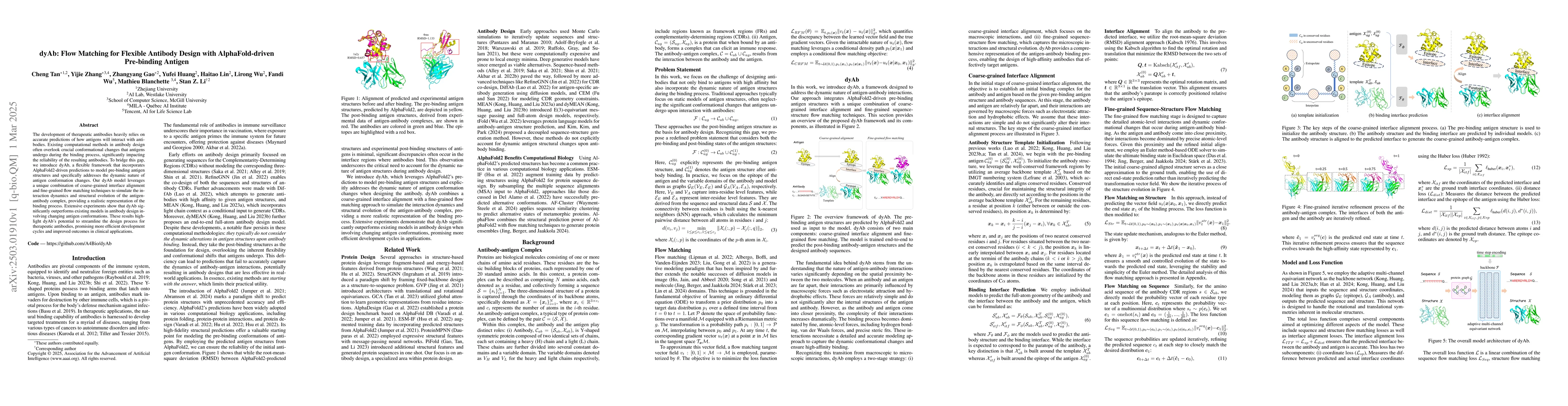 Thumbnail for dyAb: Flow Matching for Flexible Antibody Design with AlphaFold-driven
  Pre-binding Antigen