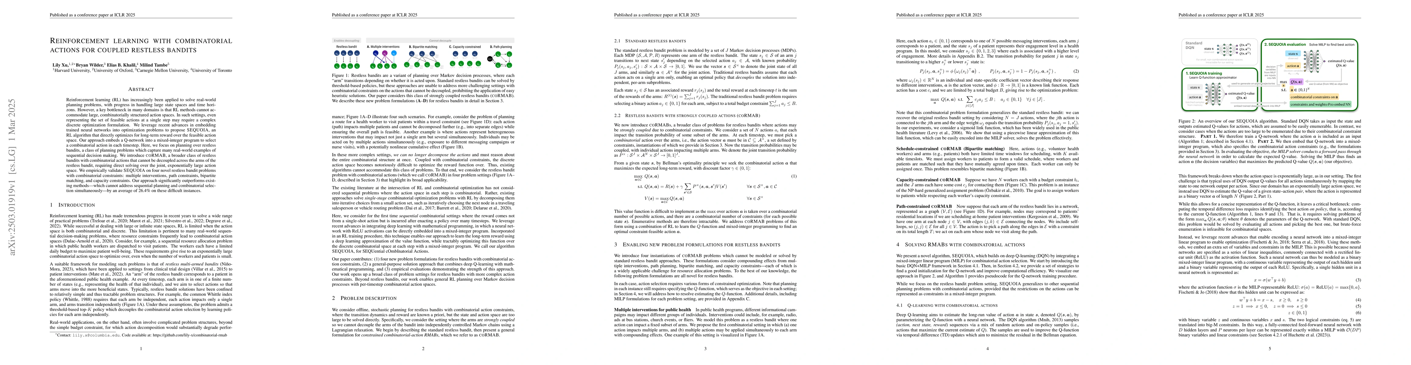 Thumbnail for Reinforcement learning with combinatorial actions for coupled restless
  bandits