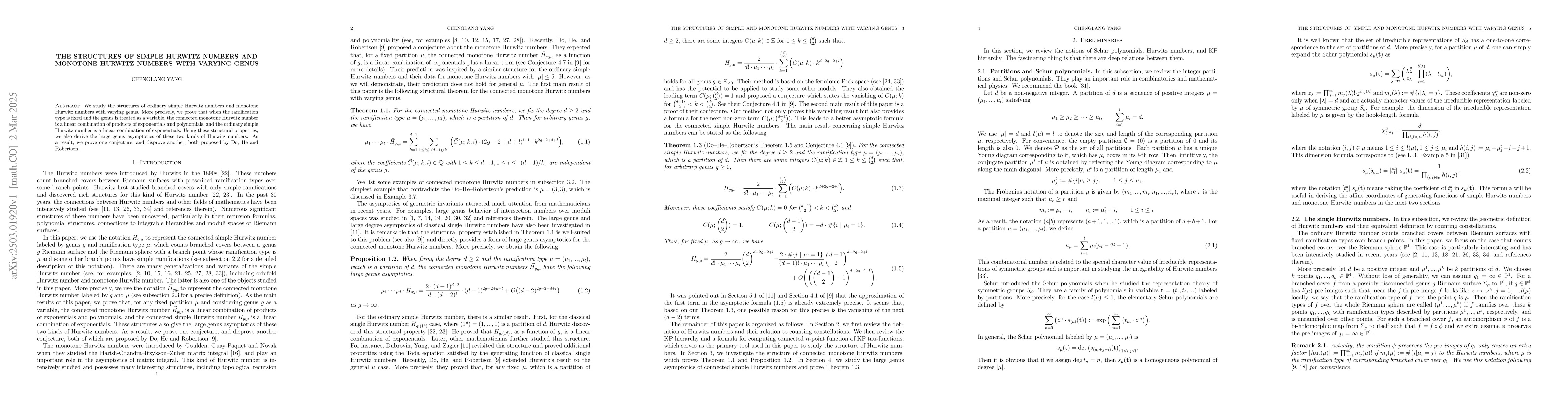 Thumbnail for The structures of simple Hurwitz numbers and monotone Hurwitz numbers
  with varying genus