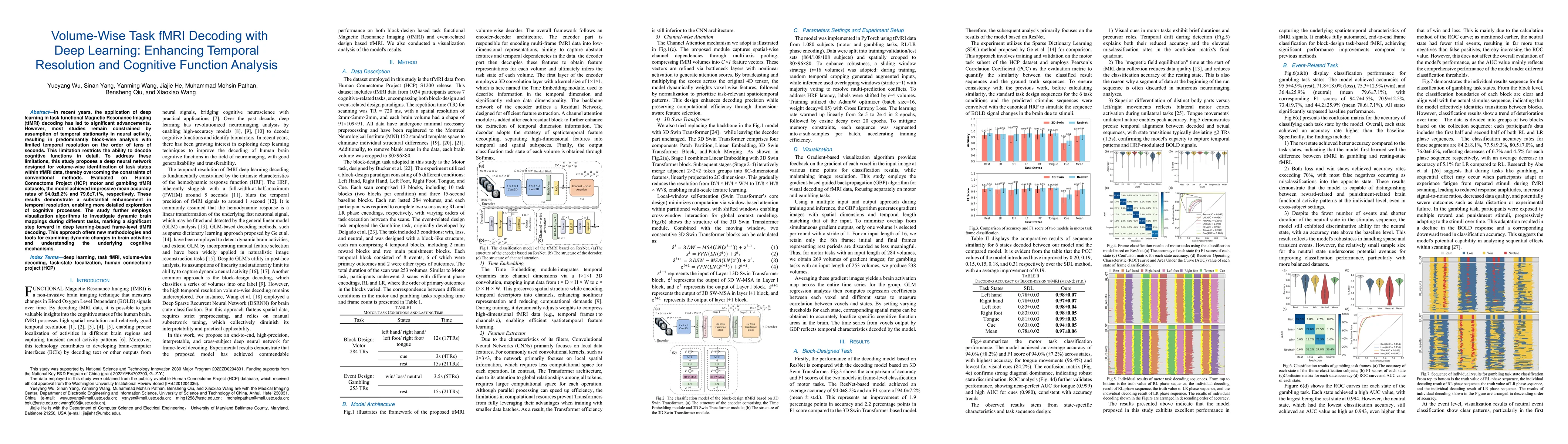 Thumbnail for Volume-Wise Task fMRI Decoding with Deep Learning:Enhancing Temporal
  Resolution and Cognitive Function Analysis