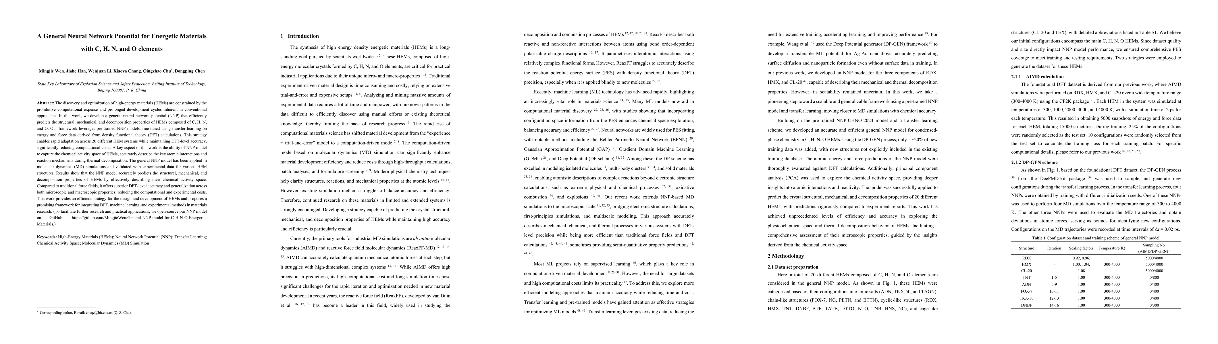 Thumbnail for A General Neural Network Potential for Energetic Materials with C, H, N,
  and O elements