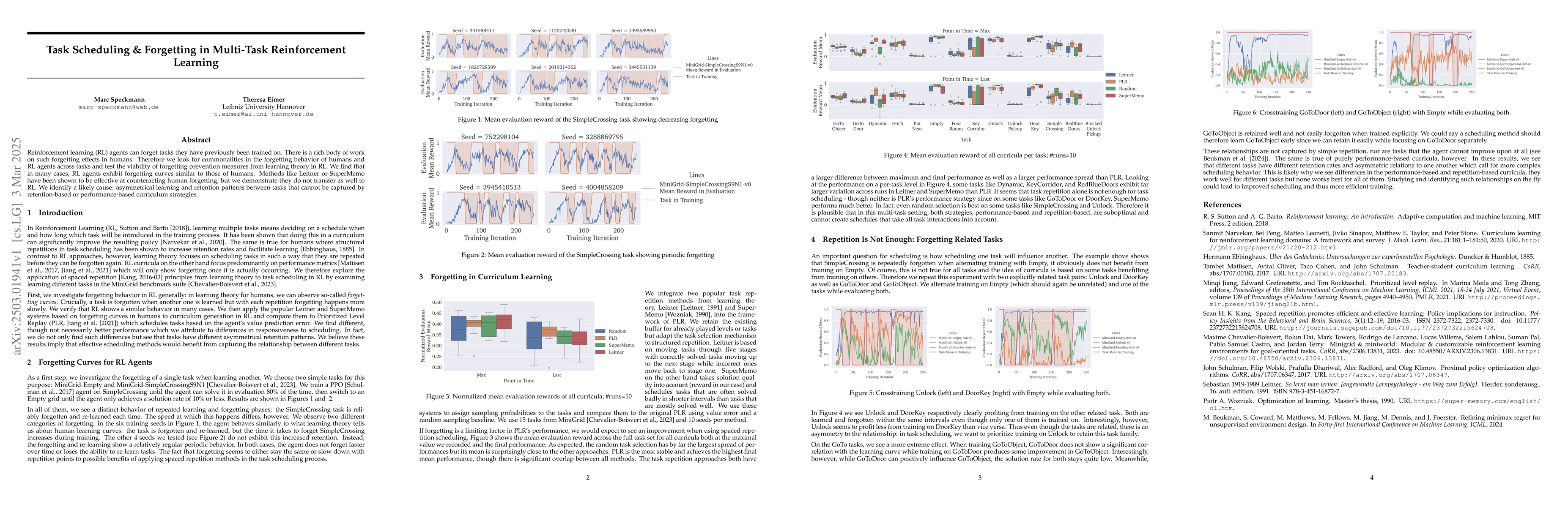 Thumbnail for Task Scheduling & Forgetting in Multi-Task Reinforcement Learning