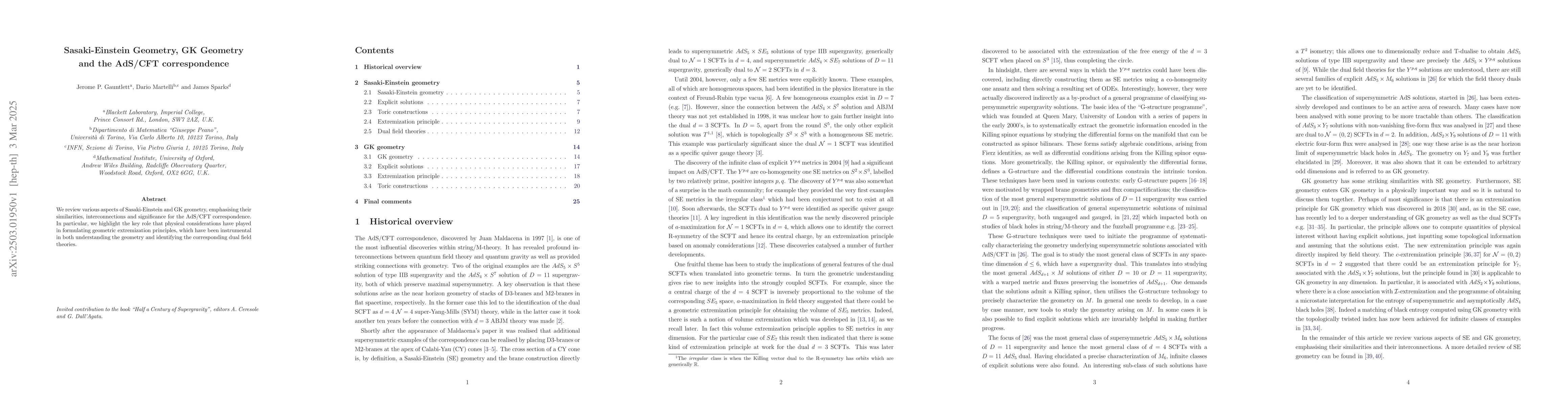 Thumbnail for Sasaki-Einstein Geometry, GK Geometry and the AdS/CFT correspondence