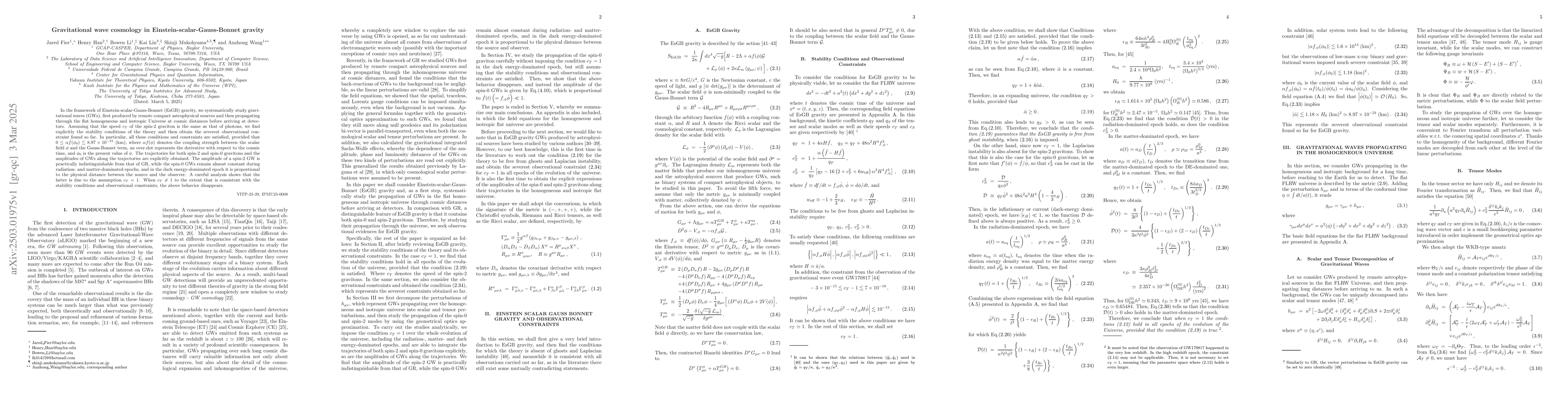 Thumbnail for Gravitational wave cosmology in Einstein-scalar-Gauss-Bonnet gravity