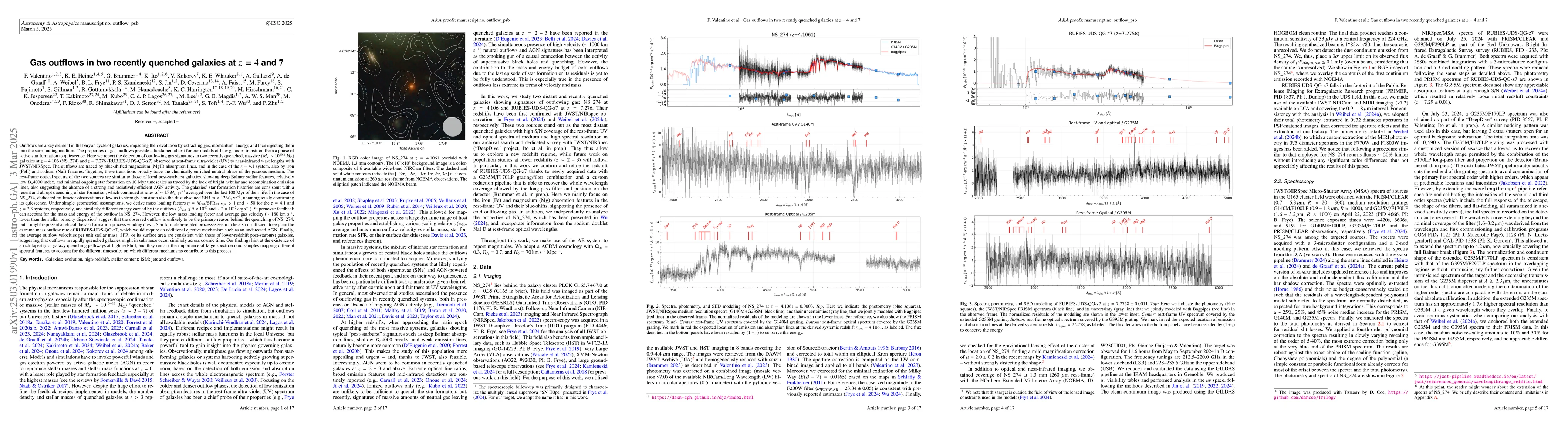 Thumbnail for Gas outflows in two recently quenched galaxies at z = 4 and 7