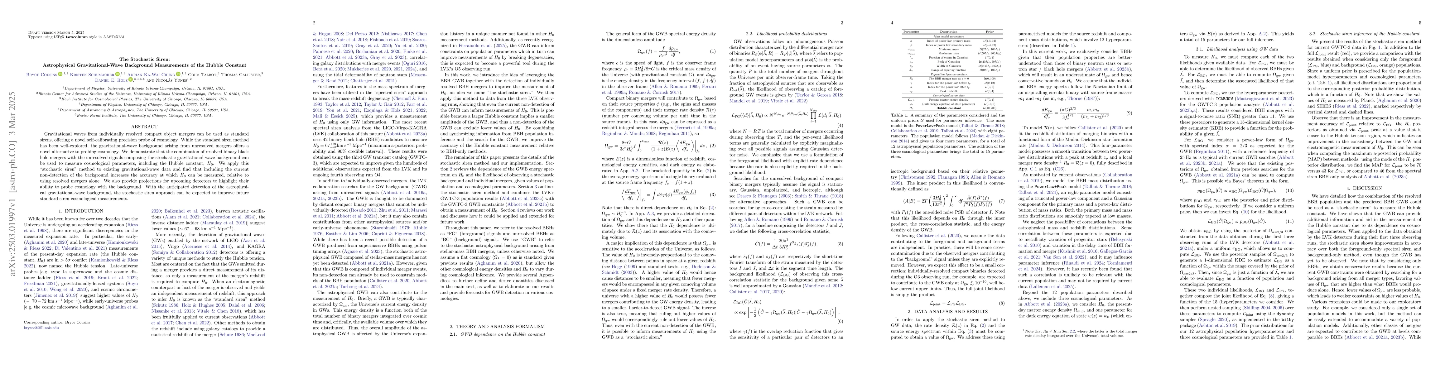 Thumbnail for The Stochastic Siren: Astrophysical Gravitational-Wave Background
  Measurements of the Hubble Constant