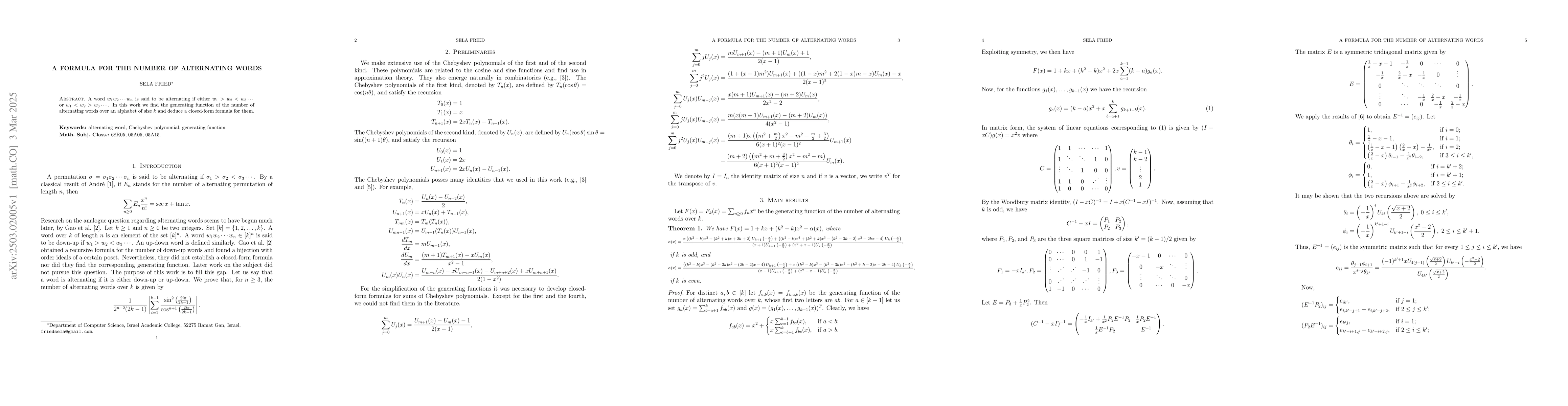 Thumbnail for A formula for the number of alternating words