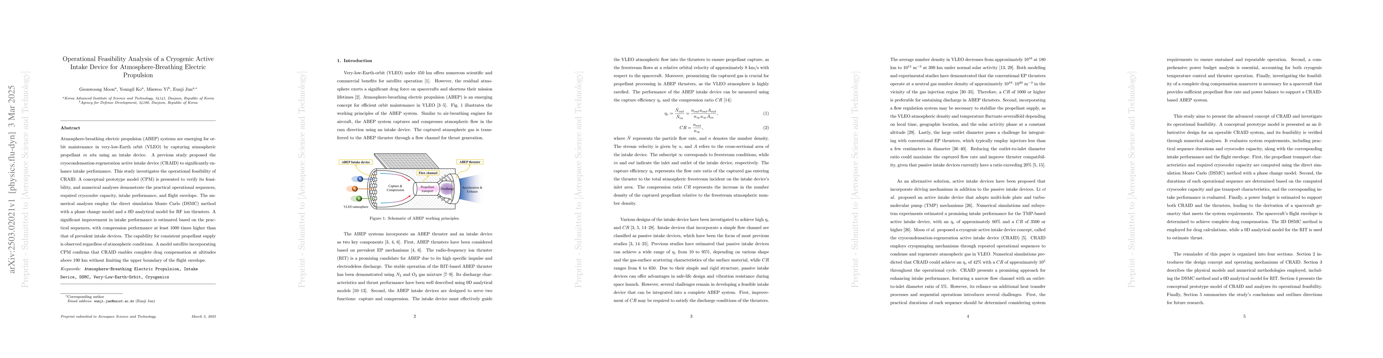 Thumbnail for Operational Feasibility Analysis of a Cryogenic Active Intake Device for
  Atmosphere-Breathing Electric Propulsion