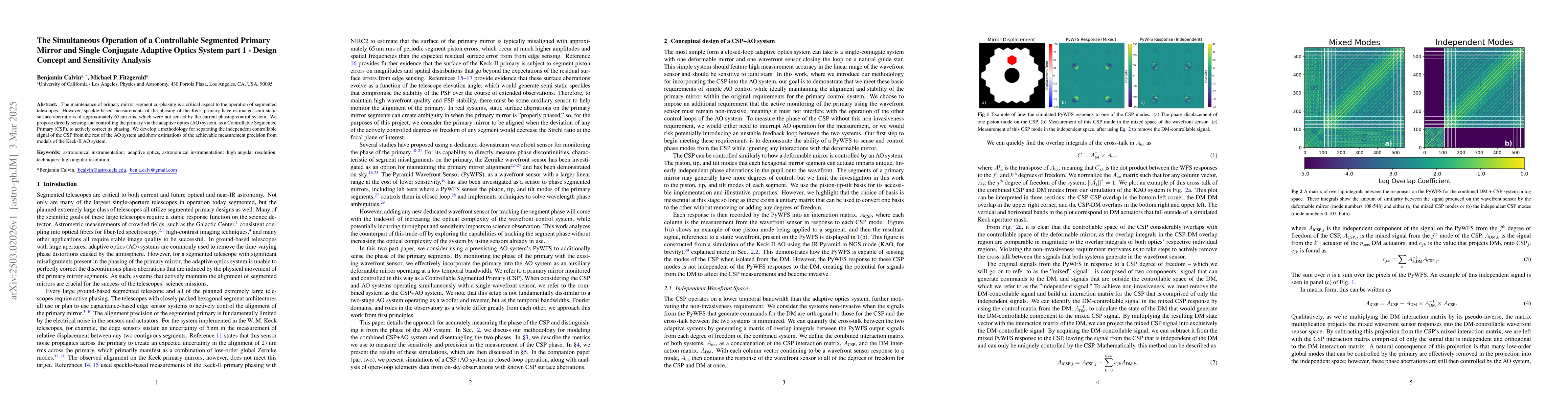 Thumbnail for The Simultaneous Operation of a Controllable Segmented Primary Mirror
  and Single Conjugate Adaptive Optics System part 1 -- Design Concept and
  Sensitivity Analysis