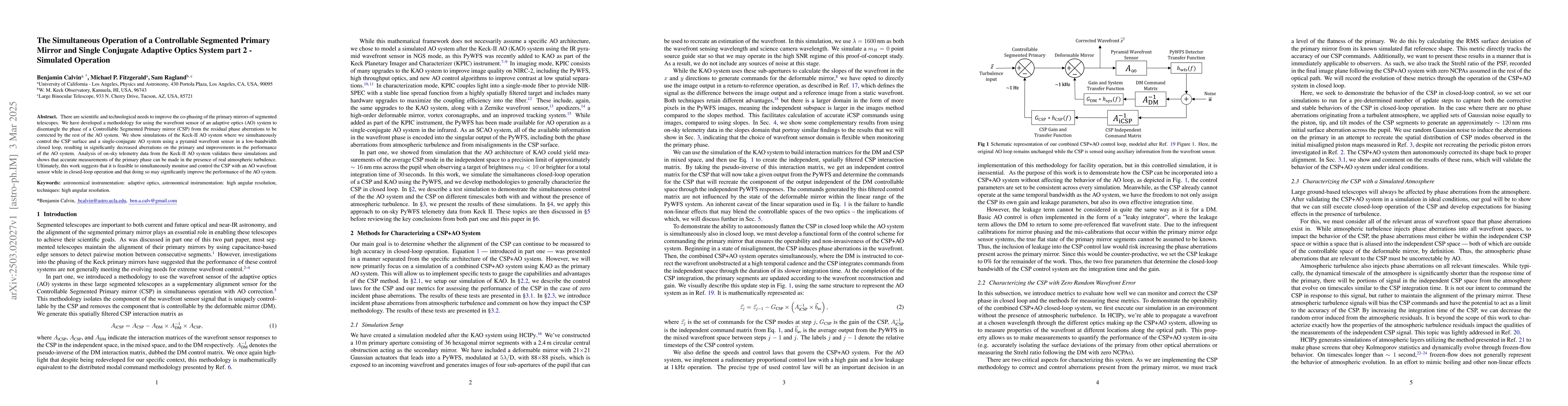 Thumbnail for The Simultaneous Operation of a Controllable Segmented Primary Mirror
  and Single Conjugate Adaptive Optics System part 2 -- Simulated Operation