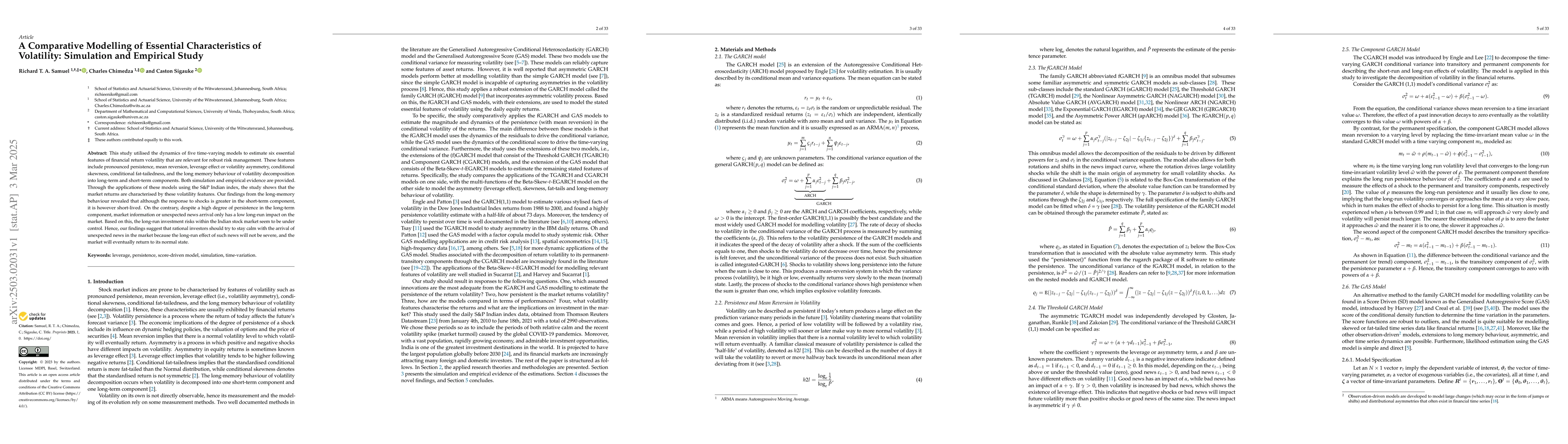 Thumbnail for A Comparative Modelling of Essential Characteristics of Volatility:
  Simulation and Empirical Study