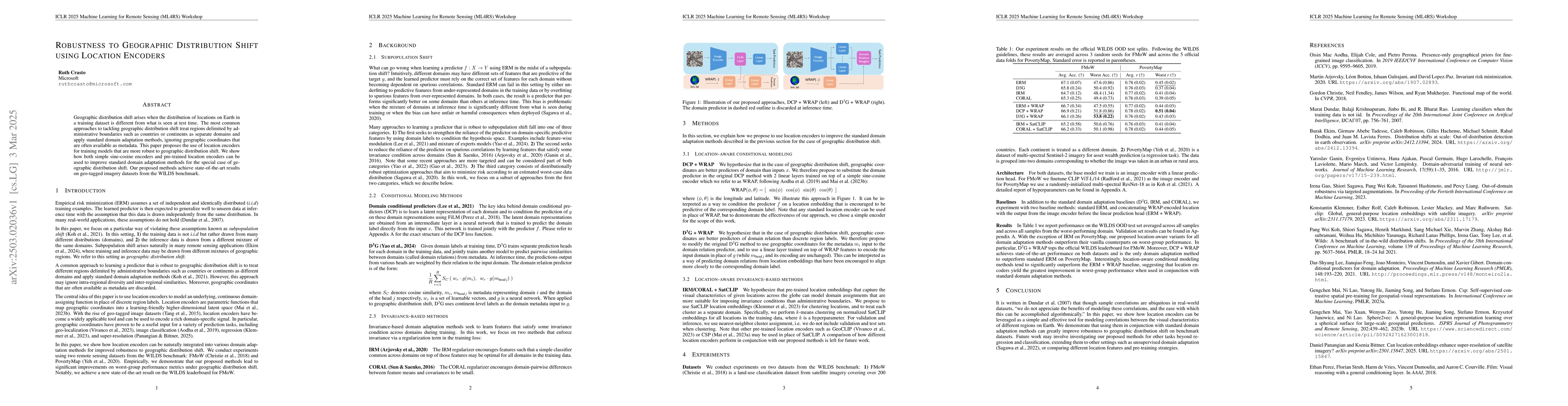 Thumbnail for Robustness to Geographic Distribution Shift using Location Encoders