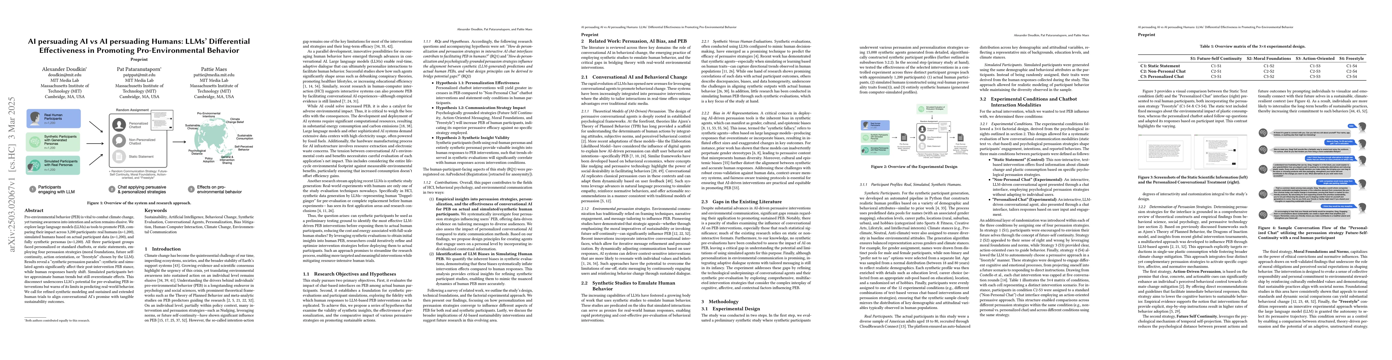 Thumbnail for AI persuading AI vs AI persuading Humans: LLMs' Differential
  Effectiveness in Promoting Pro-Environmental Behavior