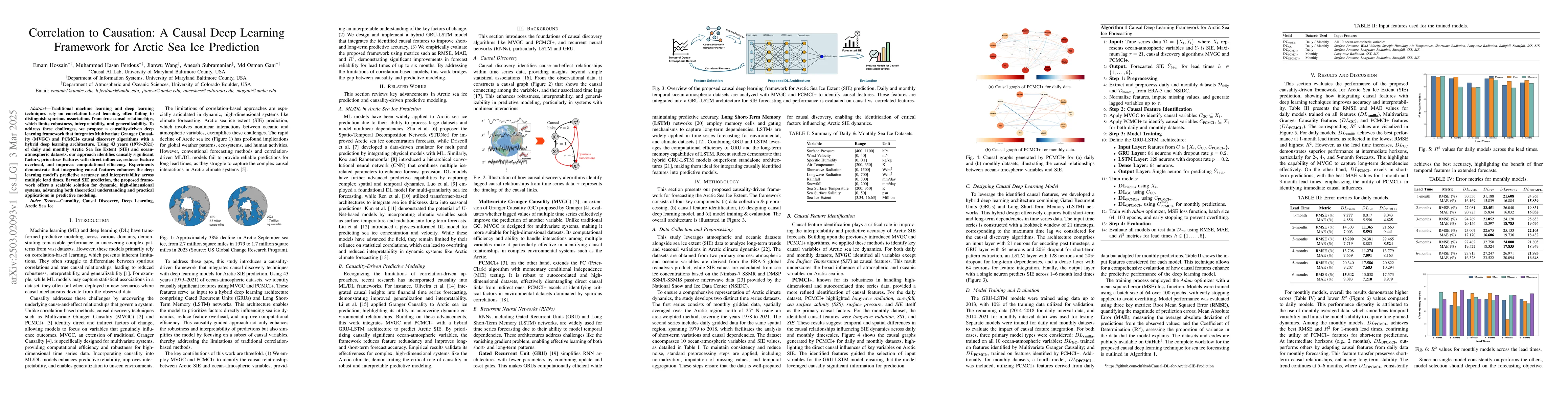 Thumbnail for Correlation to Causation: A Causal Deep Learning Framework for Arctic
  Sea Ice Prediction