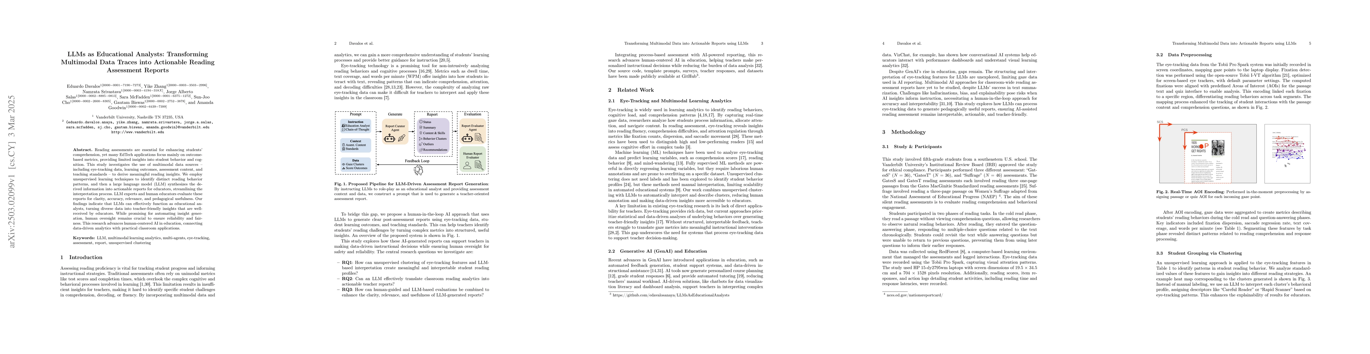 Thumbnail for LLMs as Educational Analysts: Transforming Multimodal Data Traces into
  Actionable Reading Assessment Reports