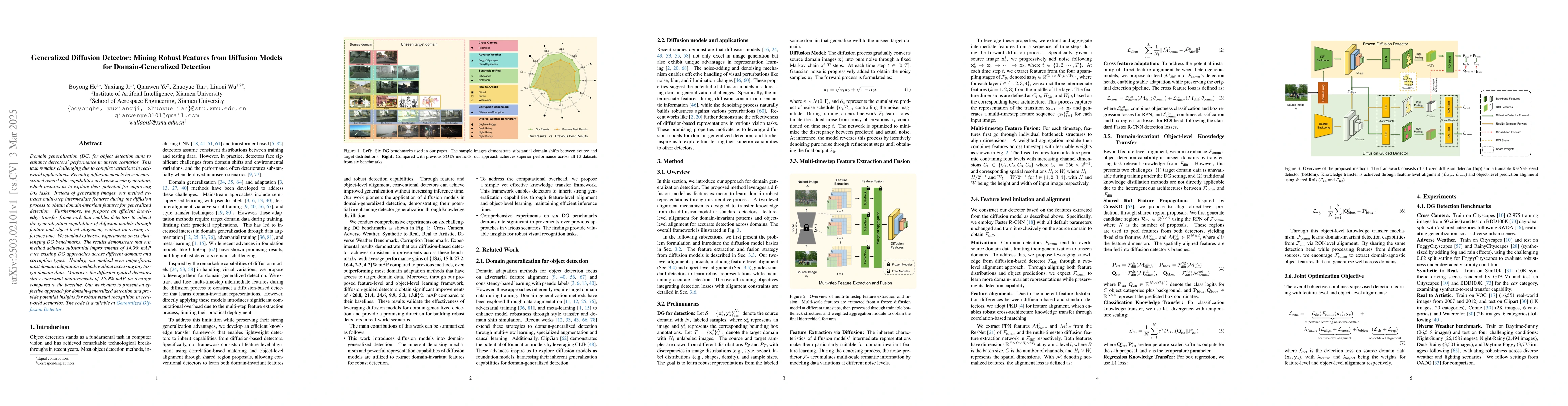 Thumbnail for Generalized Diffusion Detector: Mining Robust Features from Diffusion
  Models for Domain-Generalized Detection