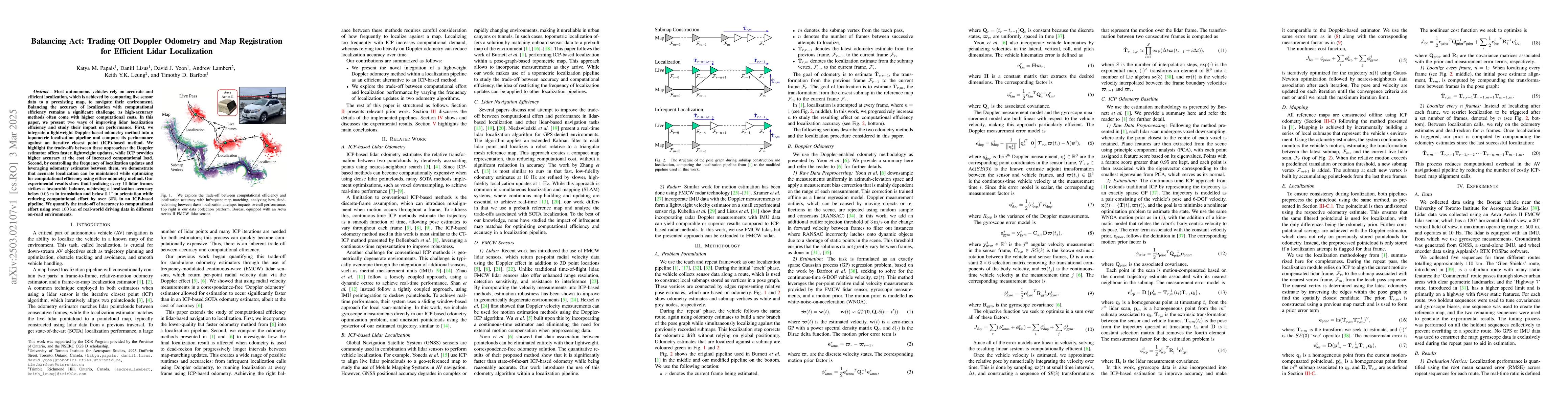 Thumbnail for Balancing Act: Trading Off Doppler Odometry and Map Registration for
  Efficient Lidar Localization