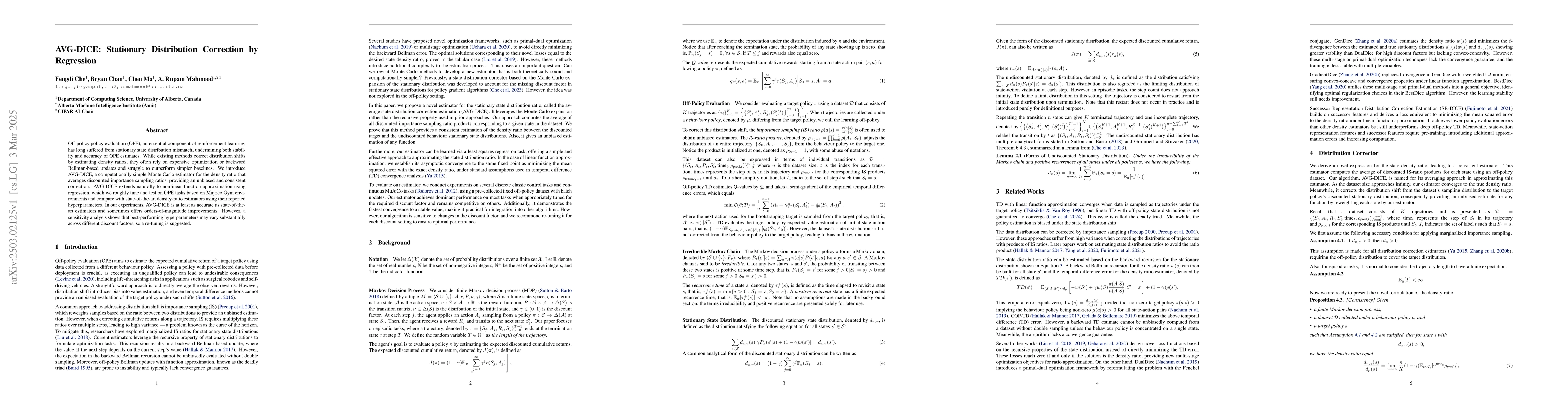 Thumbnail for AVG-DICE: Stationary Distribution Correction by Regression