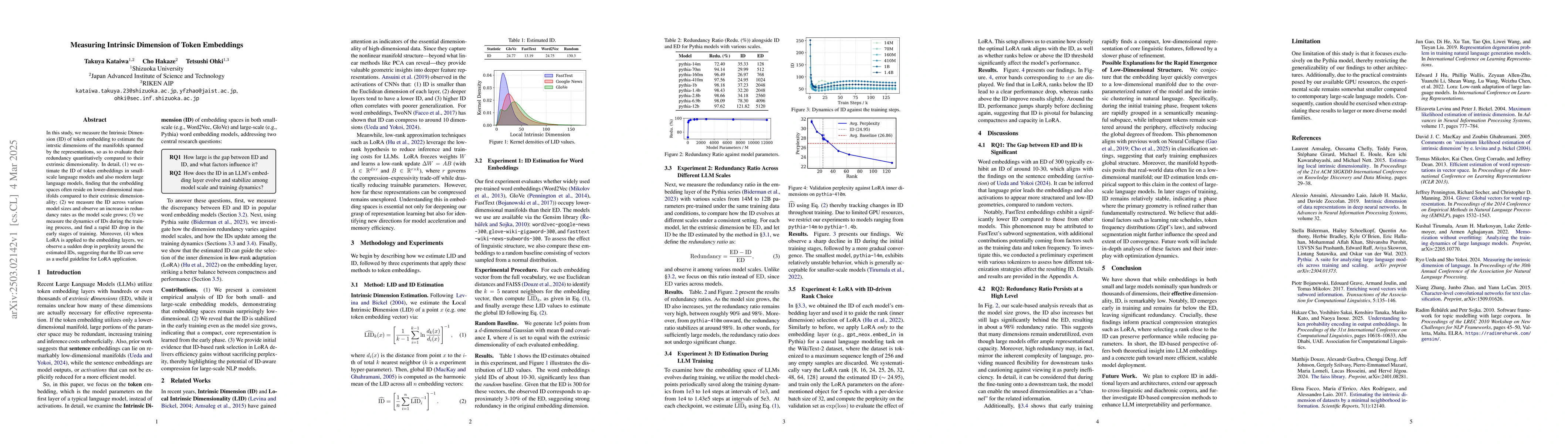 Thumbnail for Measuring Intrinsic Dimension of Token Embeddings