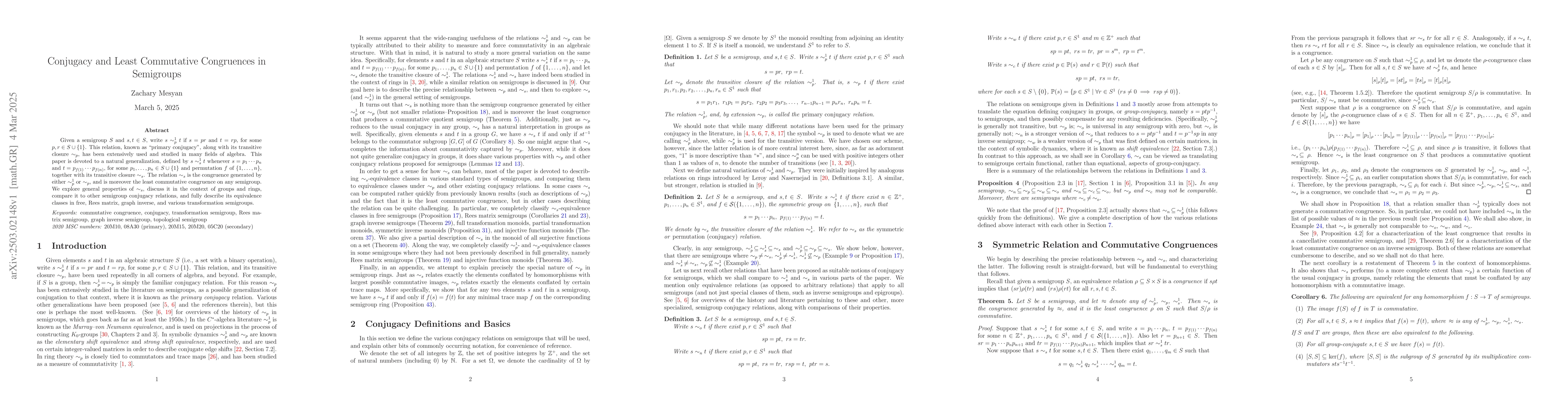 Thumbnail for Conjugacy and Least Commutative Congruences in Semigroups